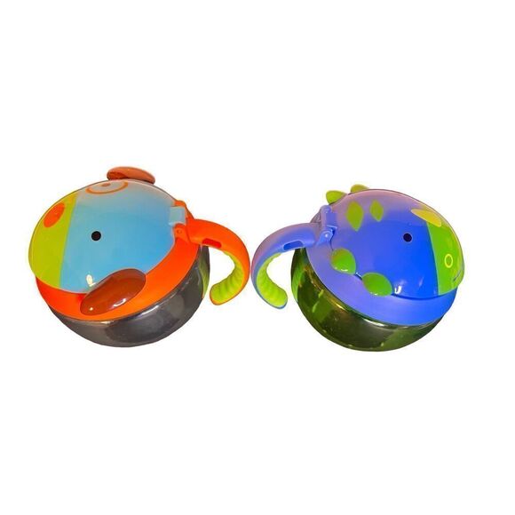 Set of 2 Skip Hop Snack Cup Dog & Dino Easy Carry Snack Cup - Picture 5 of 12